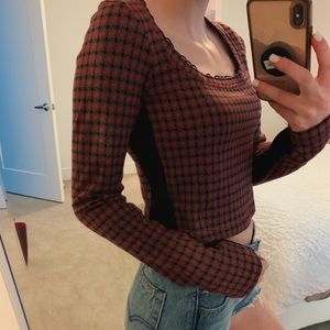 Free People NWT Check Long Sleeve